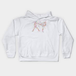 Kick boxing line drawing Kids Hoodie